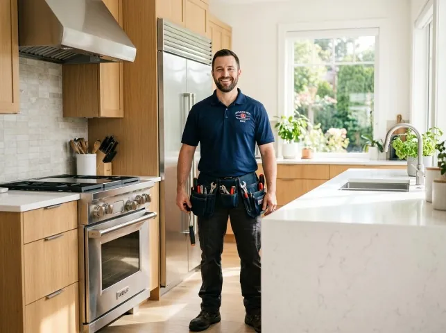 Appliance Repair Hero technician in a Avalon, NJ kitchen after an appliance repair